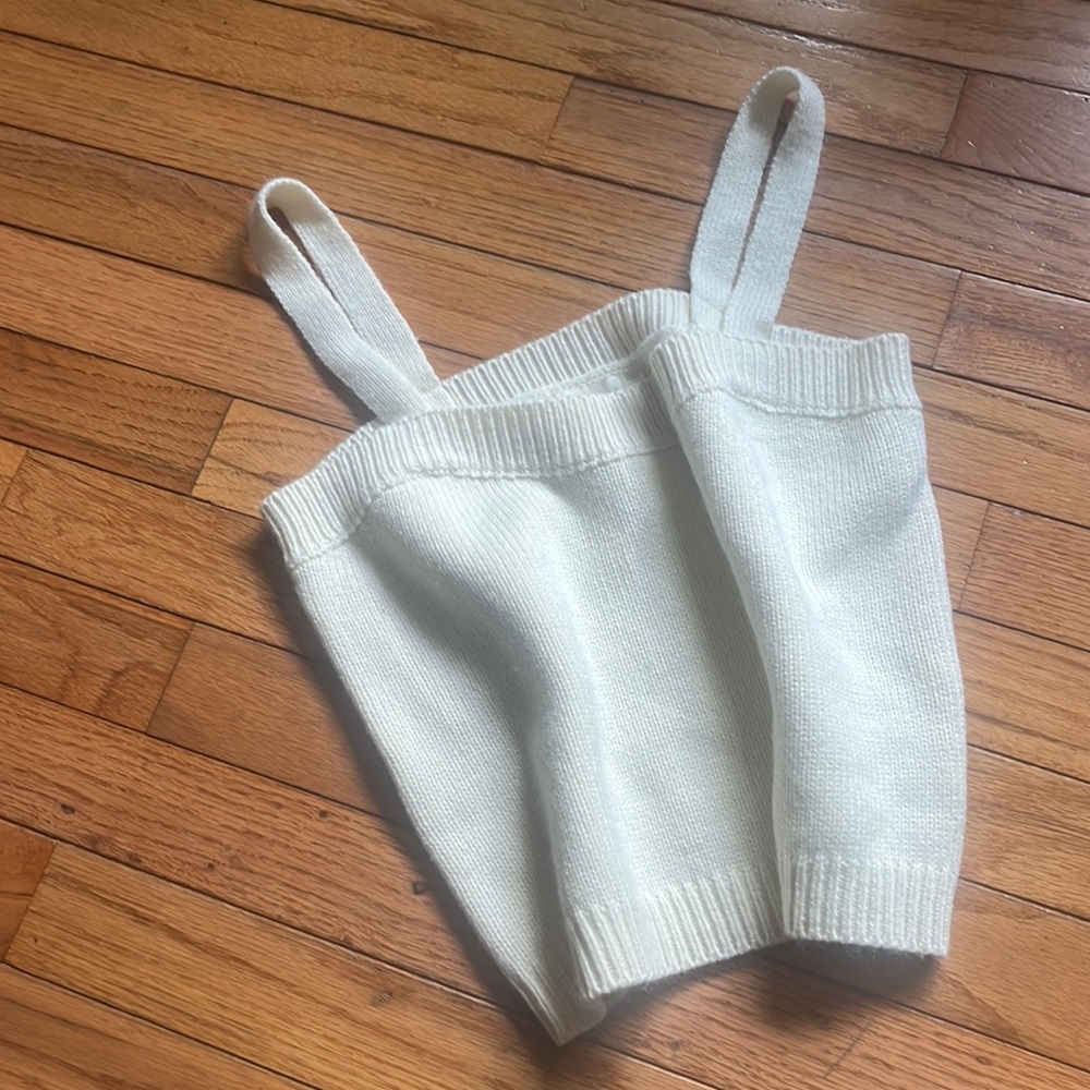 Cream Knit Acrylic Sweater Tank Small Women’s dreamers by debut Crop Tank Top - Picture 2 of 7